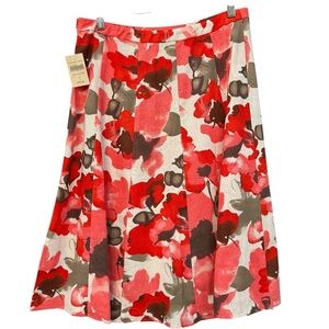 Coldwater Creek Garden Party Floral Linen Blend A-Line Skirt NWT Size S 8